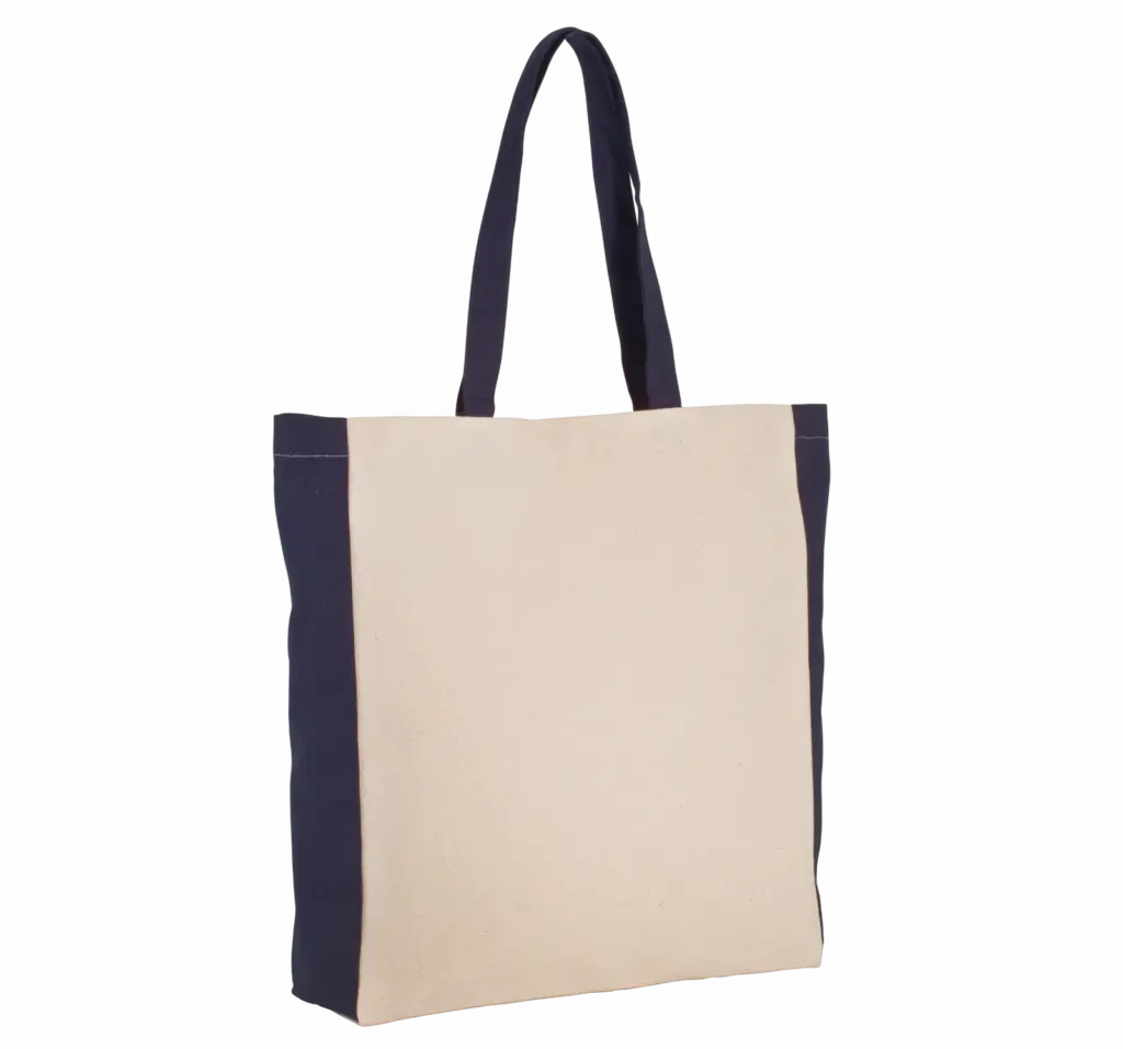 PS_KI0275_NATURAL-NAVY - Katoenendraagtassen Tweekleurige shopper, natural / navy — productfoto 3