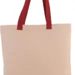 Platte shopper van canvas met contrasterend hengsel