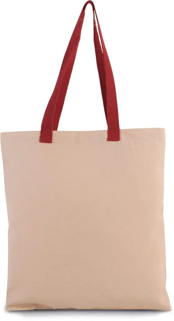 Platte shopper van canvas met contrasterend hengsel