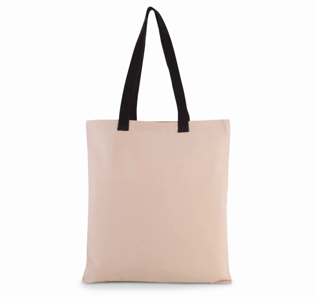 Platte shopper van canvas met contrasterend hengsel, natural / black — productfoto 3