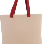 Platte shopper van canvas met contrasterend hengsel, natural / cherry red — productfoto 4