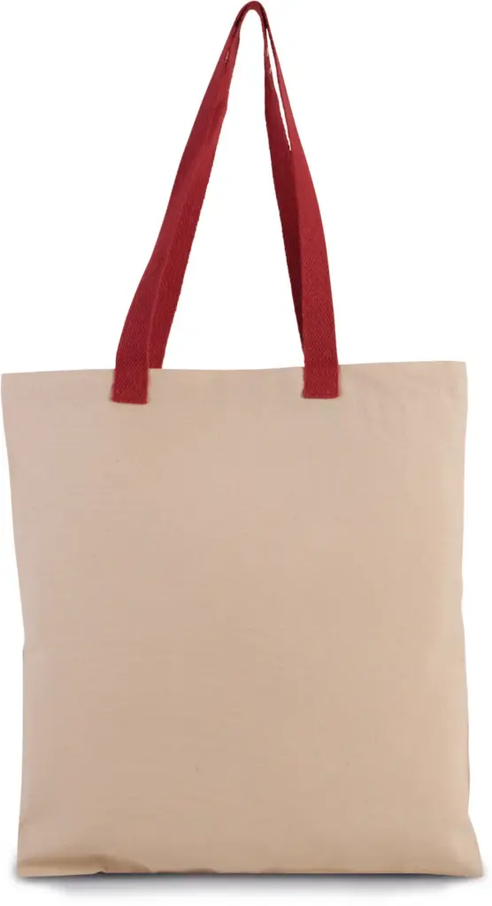 Platte shopper van canvas met contrasterend hengsel, natural / cherry red — productfoto 4