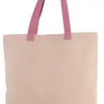 Platte shopper van canvas met contrasterend hengsel, natural / dark pink — productfoto 5