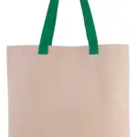 Platte shopper van canvas met contrasterend hengsel, natural / kelly green — productfoto 7