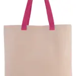 Platte shopper van canvas met contrasterend hengsel, natural / magenta — productfoto 8