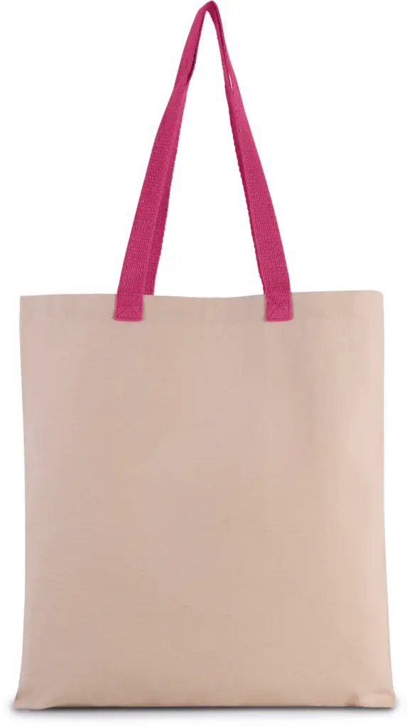 Platte shopper van canvas met contrasterend hengsel, natural / magenta — productfoto 8