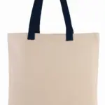 Platte shopper van canvas met contrasterend hengsel, natural / navy — productfoto 9