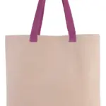 Platte shopper van canvas met contrasterend hengsel, natural / radiant orchid — productfoto 10