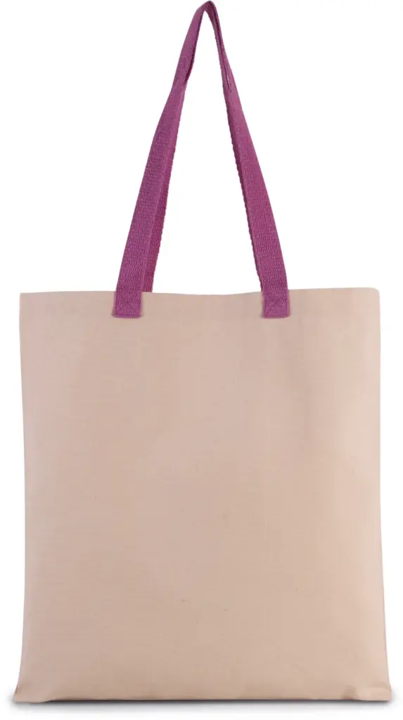 Platte shopper van canvas met contrasterend hengsel, natural / radiant orchid — productfoto 10