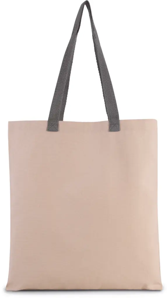 Platte shopper van canvas met contrasterend hengsel, natural / steel grey — productfoto 12
