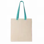 Platte shopper van canvas met contrasterend hengsel, natural / surf blue — productfoto 13