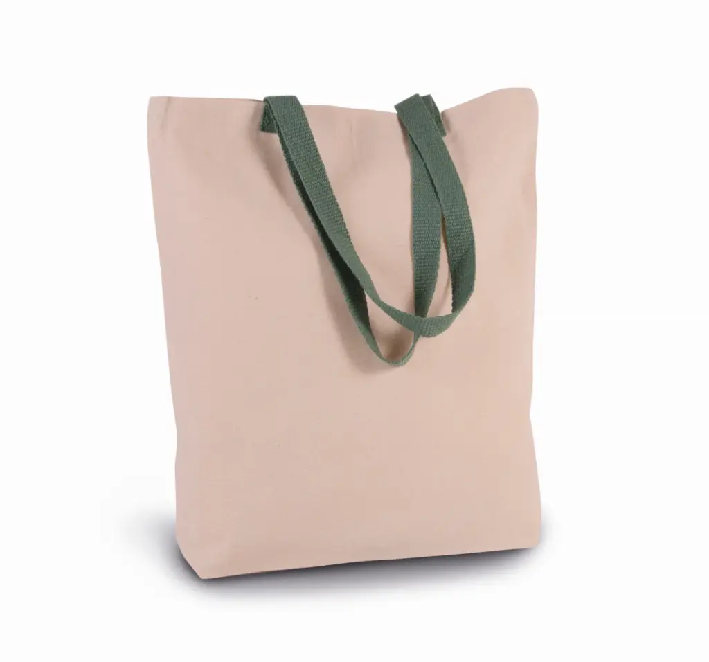 KI0278_2019 - Katoenendraagtassen Shopper met plooi en contrasterend hengsel — productfoto 2