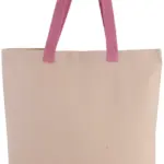 Shopper met plooi en contrasterend hengsel, natural / dark pink — productfoto 5