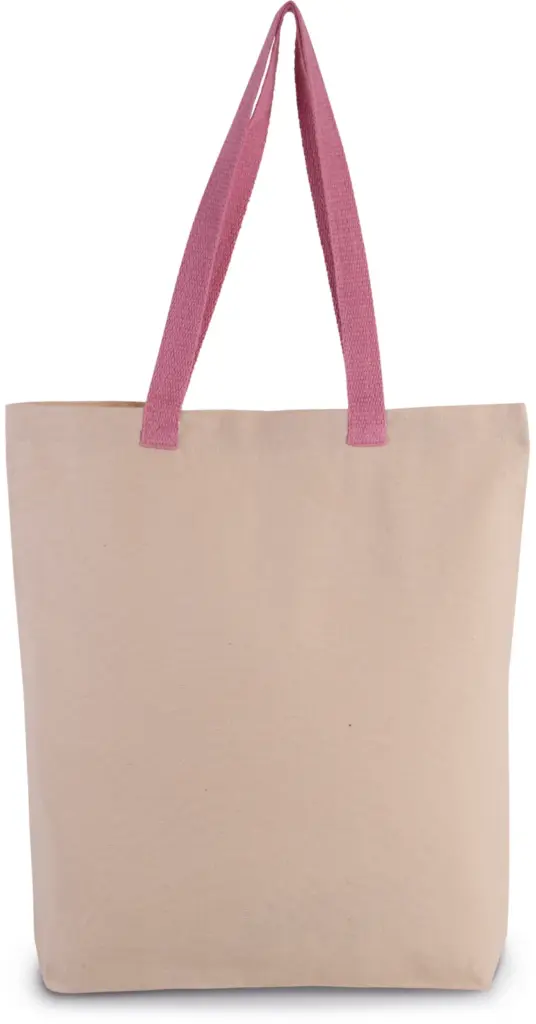 PS_KI0278_NATURAL-DARKPINK - Katoenendraagtassen Shopper met plooi en contrasterend hengsel, natural / dark pink — productfoto 5
