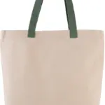 PS_KI0278_NATURAL-DUSTYLIGHTGREEN - Katoenendraagtassen Shopper met plooi en contrasterend hengsel, natural / dusty light green — productfoto 6