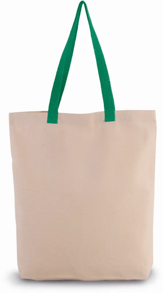PS_KI0278_NATURAL-KELLYGREEN - Katoenendraagtassen Shopper met plooi en contrasterend hengsel, natural / kelly green — productfoto 7