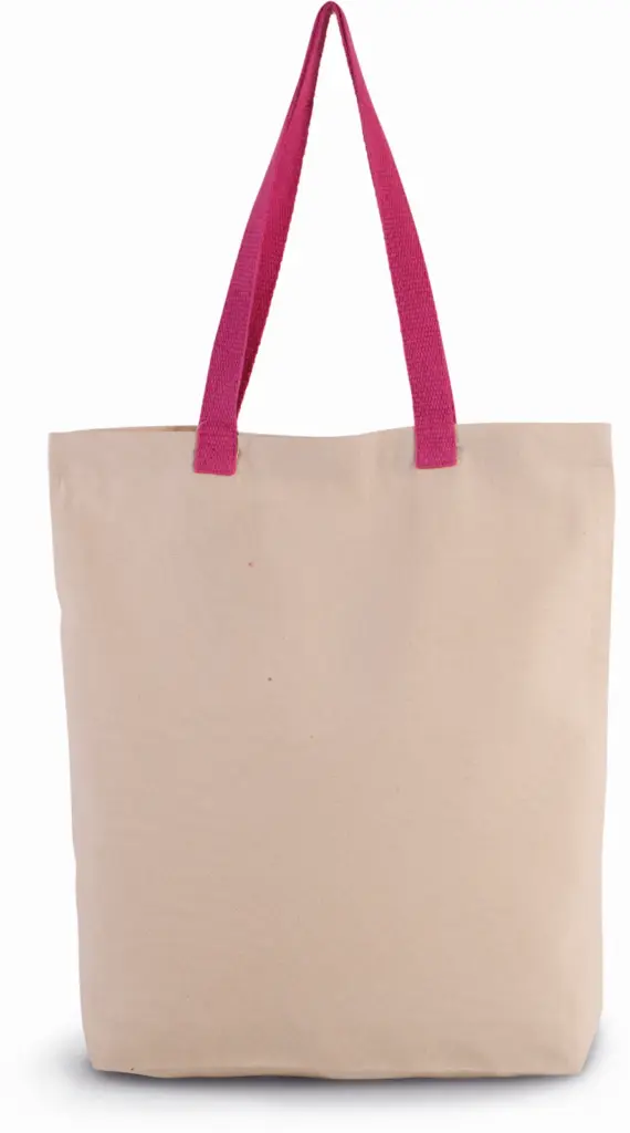 PS_KI0278_NATURAL-MAGENTA - Katoenendraagtassen Shopper met plooi en contrasterend hengsel, natural / magenta — productfoto 8