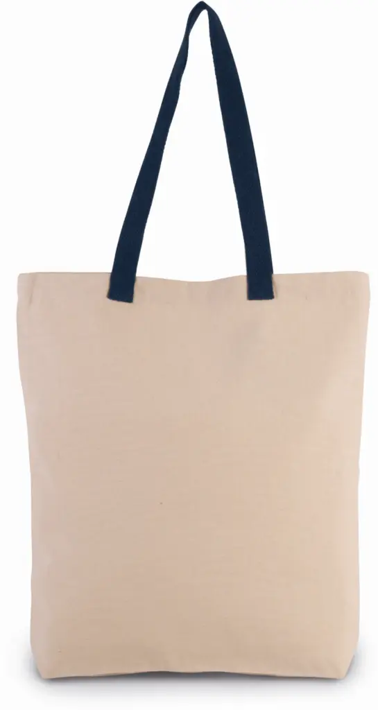 PS_KI0278_NATURAL-NAVY - Katoenendraagtassen Shopper met plooi en contrasterend hengsel, natural / navy — productfoto 9