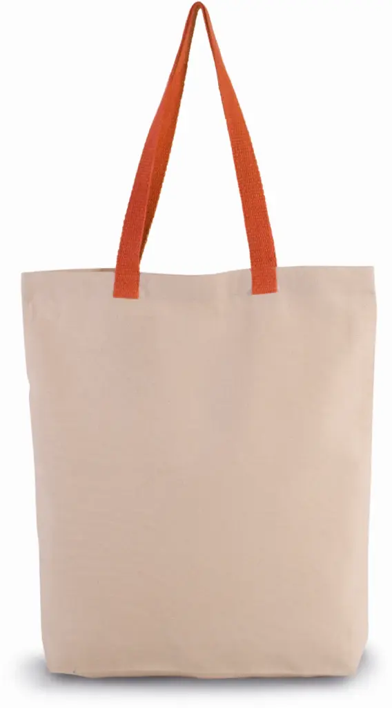 PS_KI0278_NATURAL-SPICYORANGE - Katoenendraagtassen Shopper met plooi en contrasterend hengsel, natural / spicy orange — productfoto 11