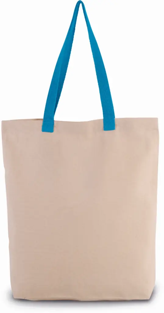 PS_KI0278_NATURAL-SURFBLUE - Katoenendraagtassen Shopper met plooi en contrasterend hengsel, natural / surf blue — productfoto 13