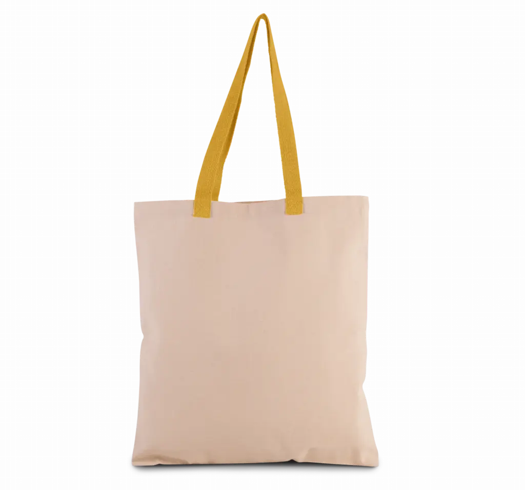 PS_KI0278_NATURAL-YELLOW - Katoenendraagtassen Shopper met plooi en contrasterend hengsel, natural / yellow — productfoto 14