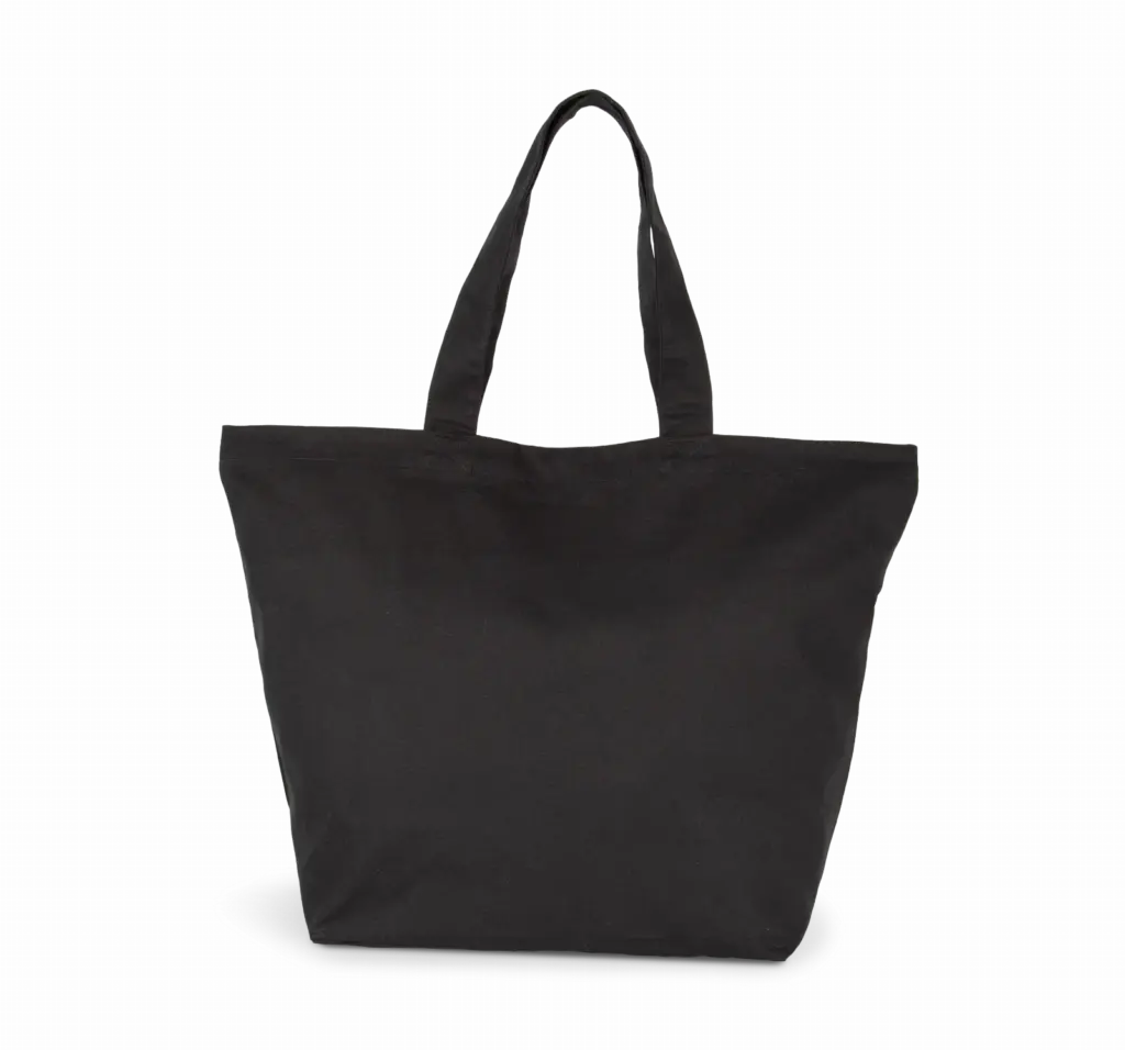 PS_KI0295_BLACK - Katoenendraagtassen Shoppers met ruimteplooi, verkrijgbaar in verschillende afmetingen, black — productfoto 2