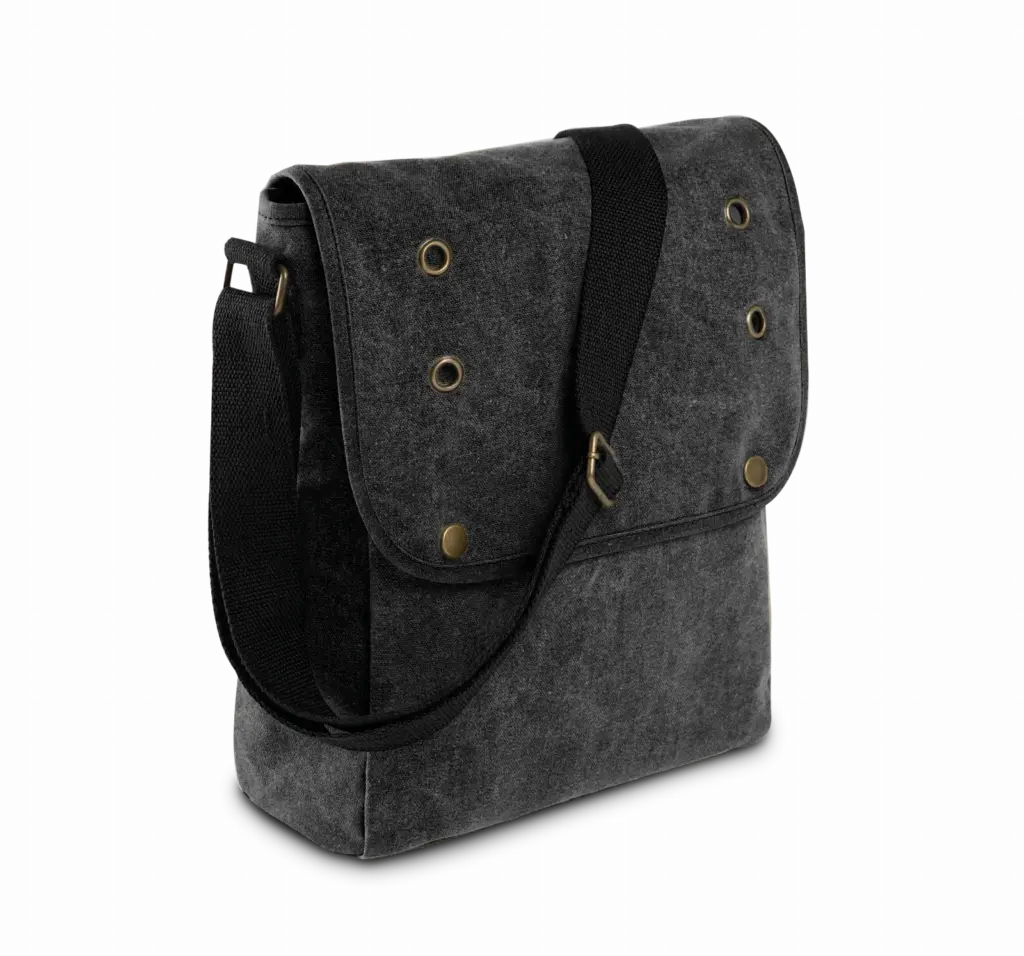 PS_KI0302_BLACK - Hidalgo-werbeartikel Canvas Schoudertas, black — productfoto 2