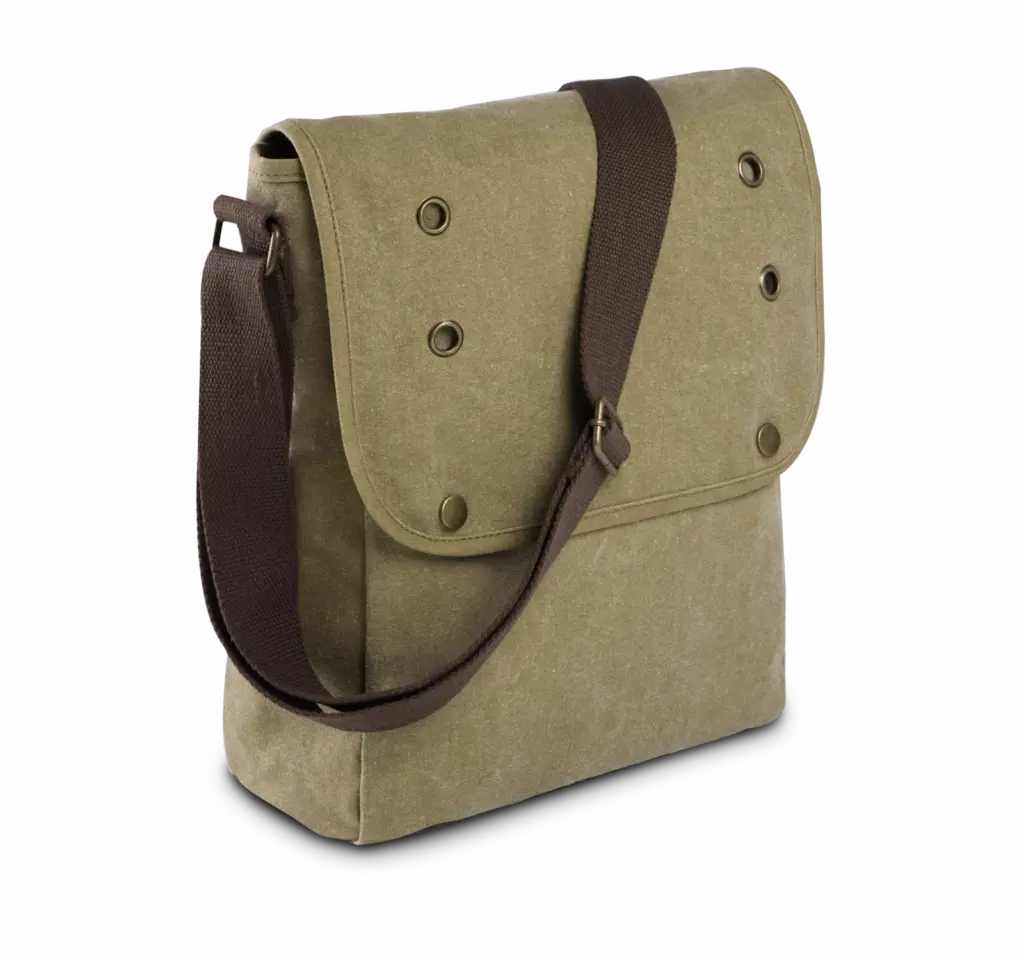 PS_KI0302_VINTAGEKHAKI - Hidalgo-werbeartikel Canvas Schoudertas, vintage khaki — productfoto 3