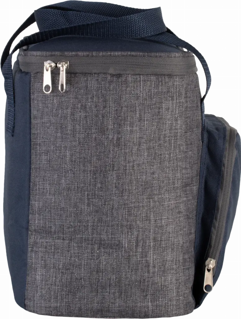 Koeltas met ritszak, dark grey heather / navy — productfoto 5
