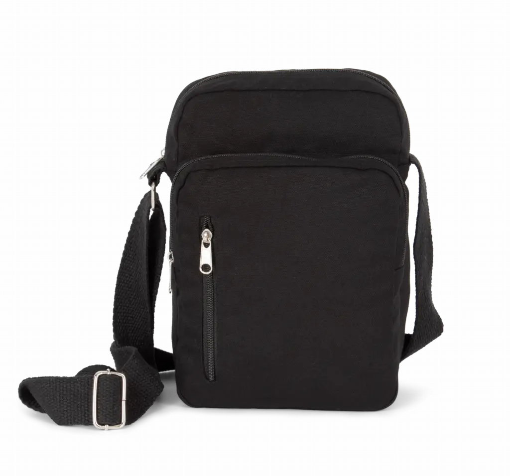 Katoenen handtas met schouderriem, black — productfoto 2