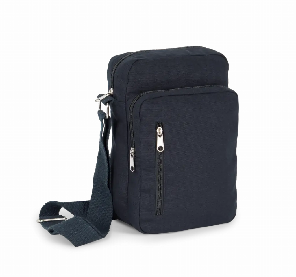 Katoenen handtas met schouderriem, navy — productfoto 4