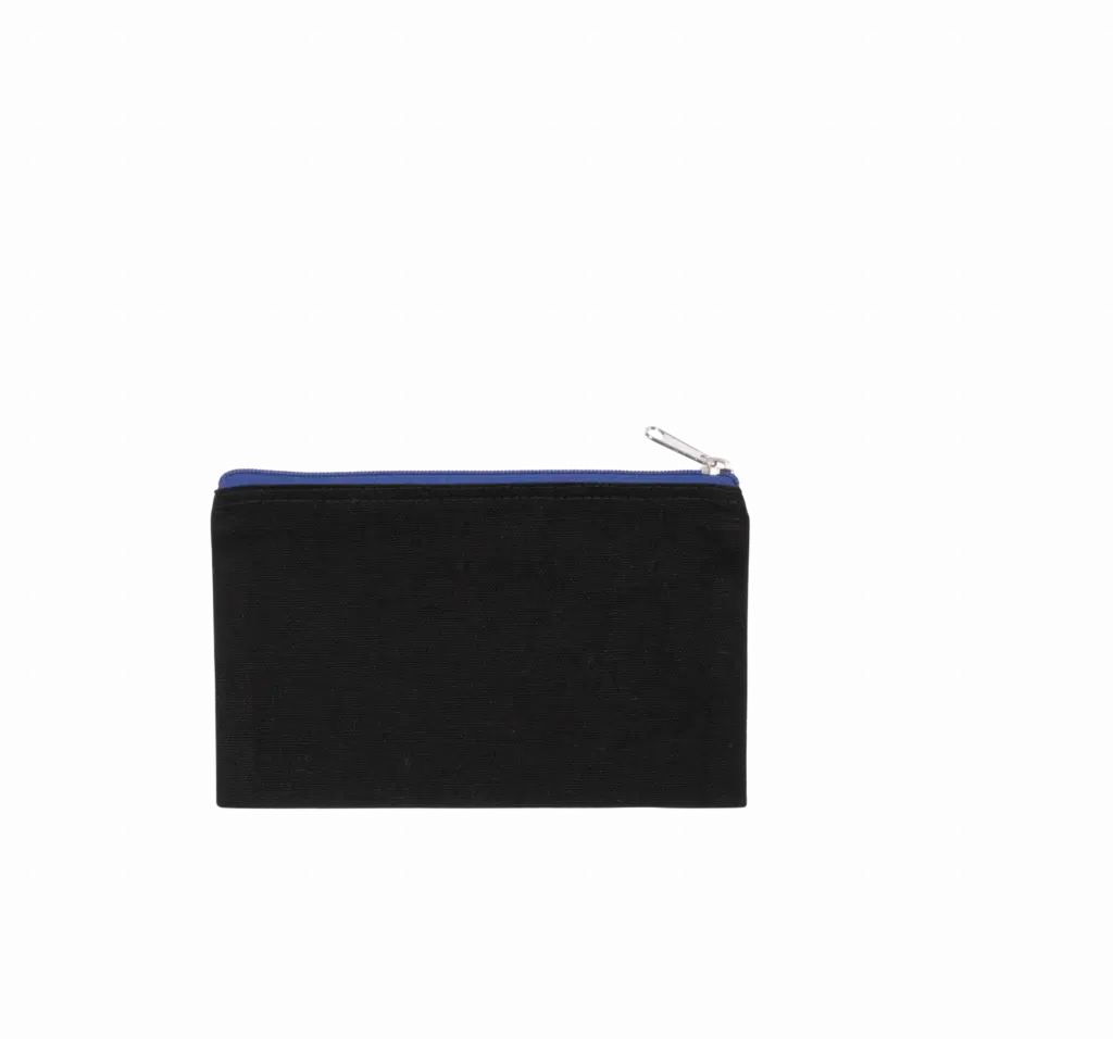 PS_KI0720_BLACK-ROYALBLUE - Hidalgo Etui van canvaskatoen - klein model, black / royal blue — productfoto 3