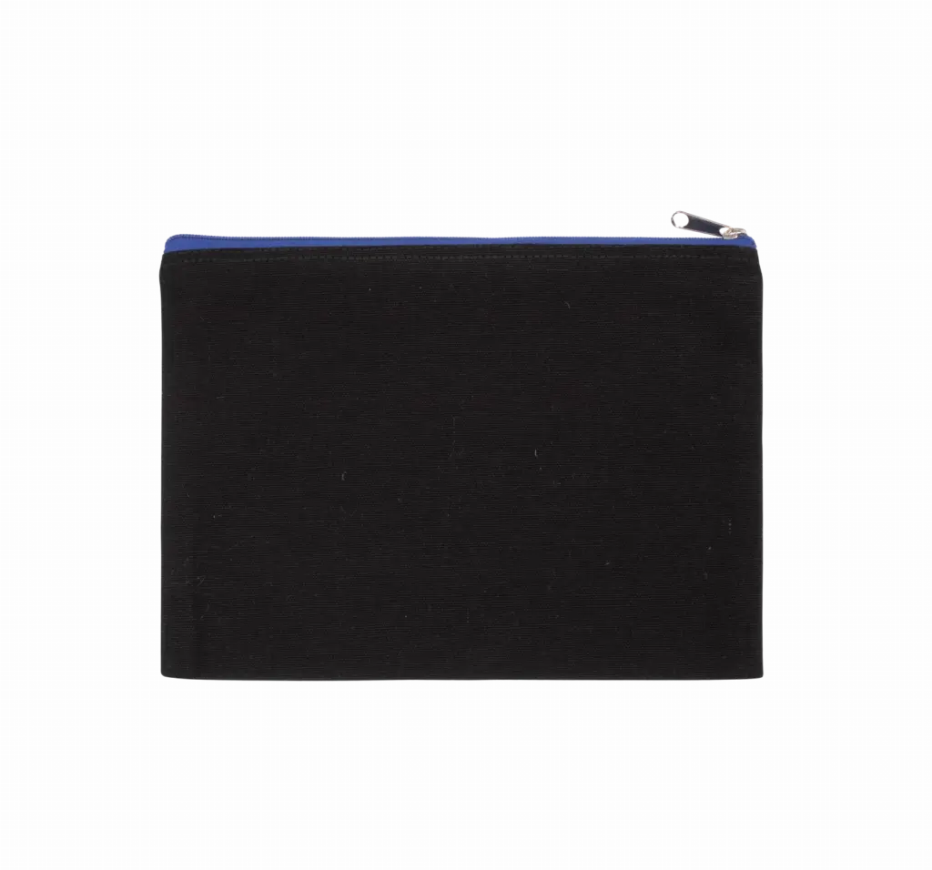 Etui van canvaskatoen - groot model, black / royal blue — productfoto 3