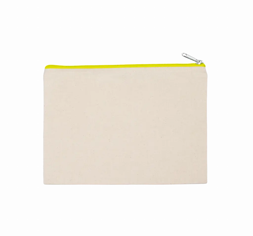Etui van canvaskatoen - groot model, natural / fluorescent yellow — productfoto 5