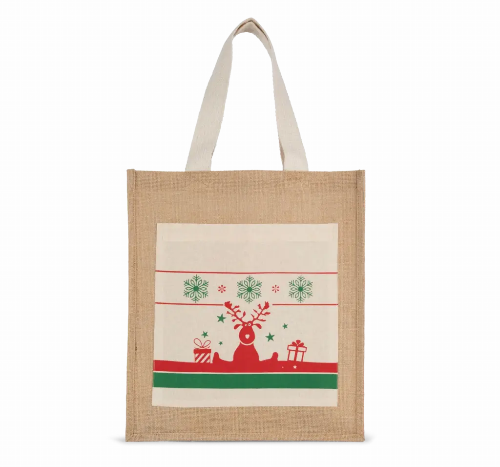 Printed Jute Christmas Shopper KI0732 Sturdy Pocket One-size — product photo 3