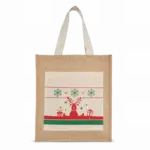Shopper met kerstmotieven, natural — productfoto 3