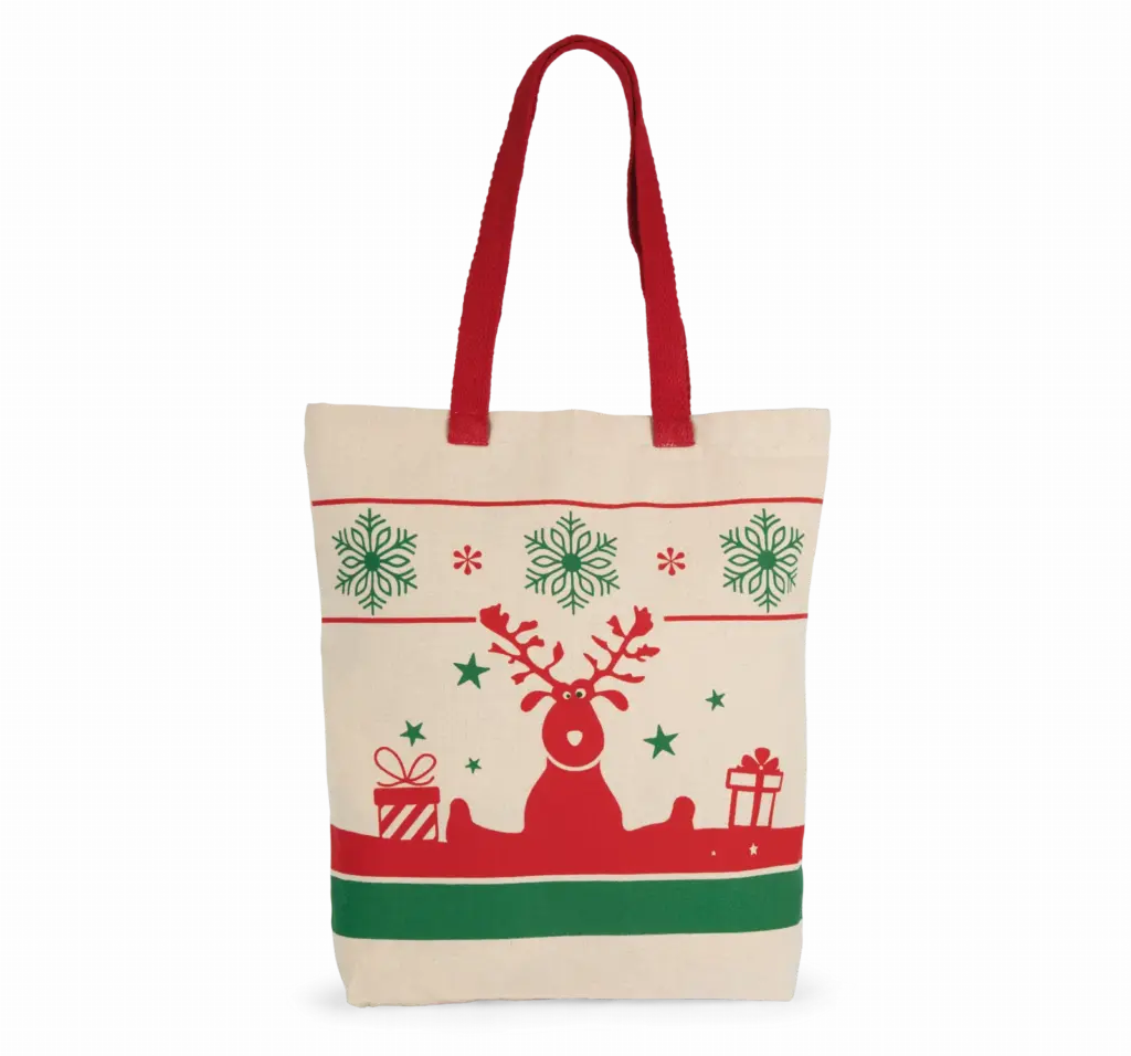 Shopper met kerstmotieven, natural — productfoto 5