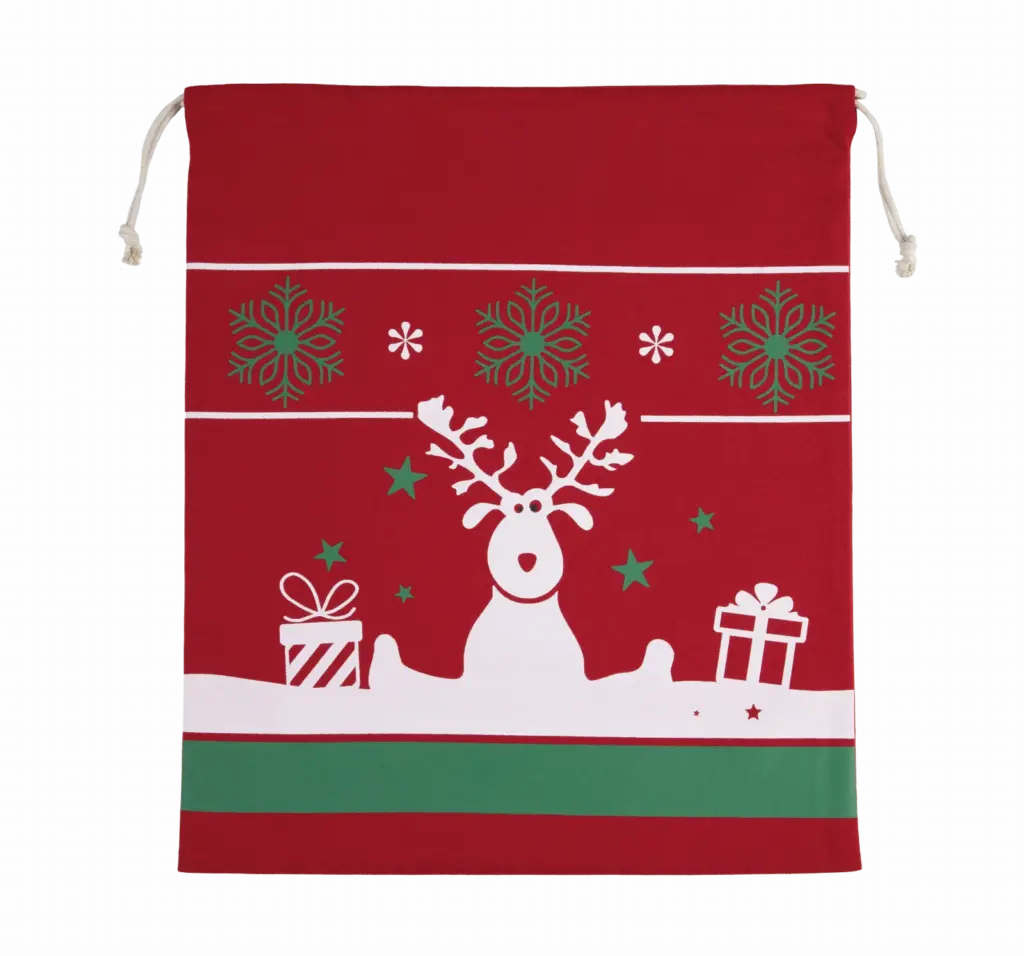 PS_KI0735_CHERRYRED - Katoenendraagtassen Tas met koord en kerstmotieven, cherry red — productfoto 5