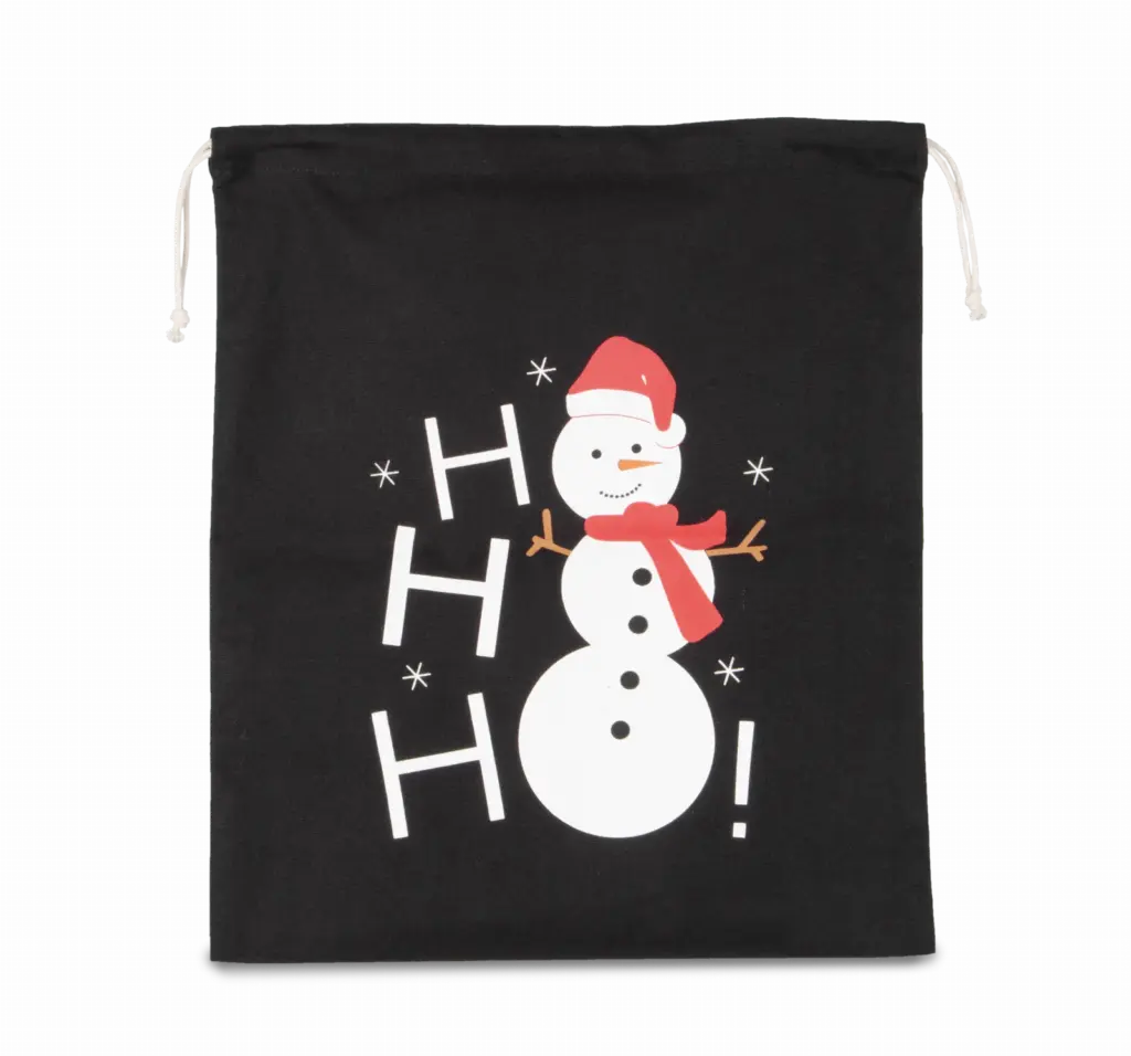 Katoenen koordjestas met sneeuwmanmotief, black — productfoto 3