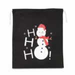 Katoenen koordjestas met sneeuwmanmotief, black — productfoto 3