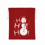 Katoenen koordjestas met sneeuwmanmotief, cherry red — productfoto 4