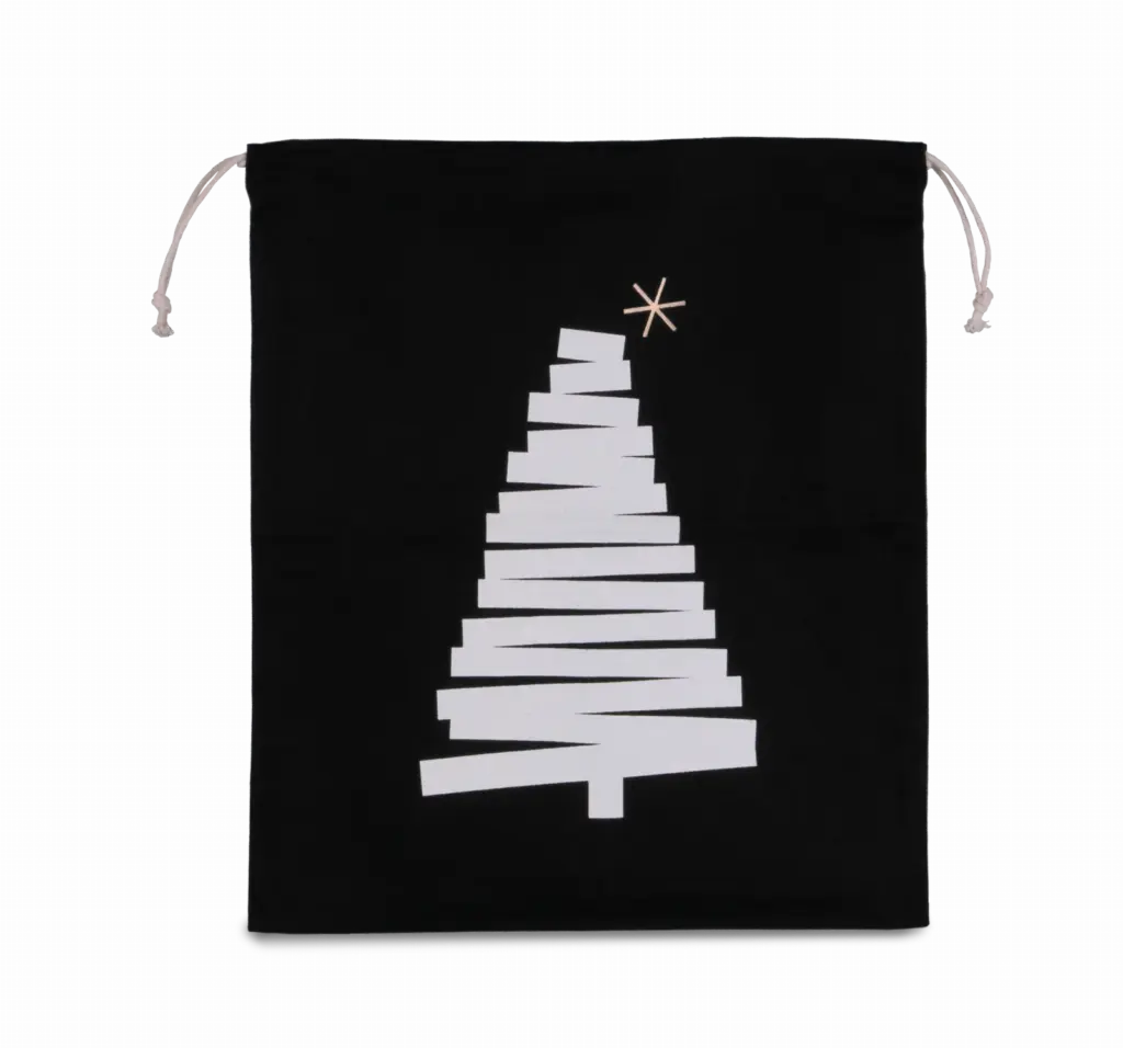 Katoenen koordjestas met dennenboommotief, black — productfoto 3