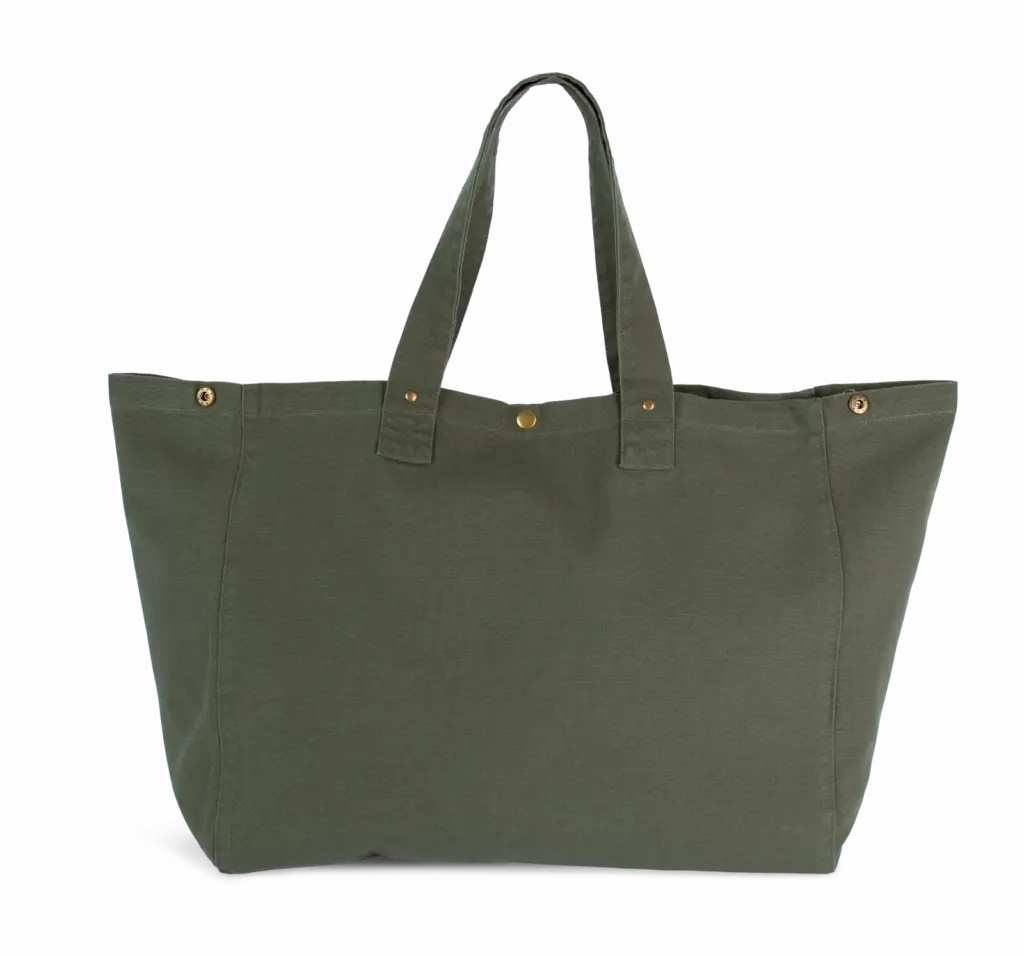 Shopper van verwassen katoen, washed kombu green — productfoto 9