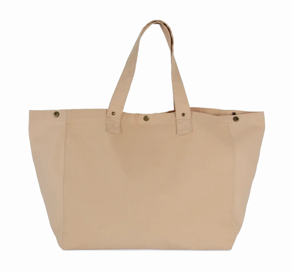 Shopper van verwassen katoen, washed nude peach — productfoto 12