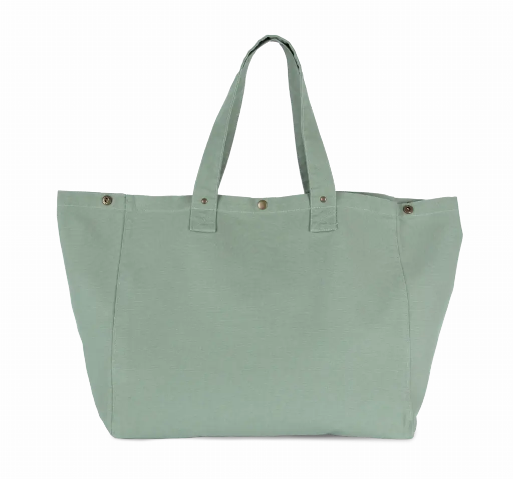 Shopper van verwassen katoen, washed water green — productfoto 17
