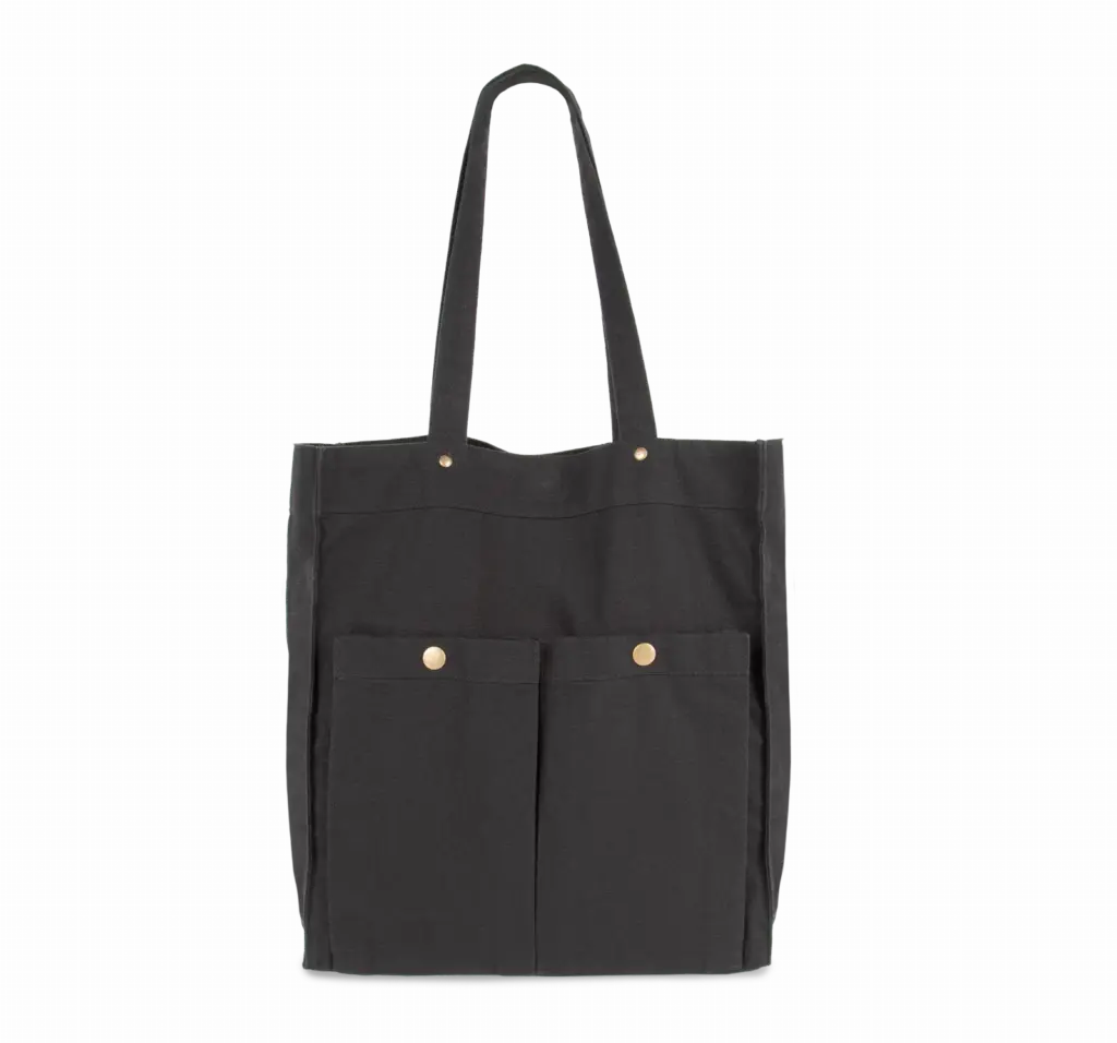 PS_KI3215_WASHEDBLACK - Katoenendraagtassen Tas met dubbel voorvak, washed black — productfoto 6