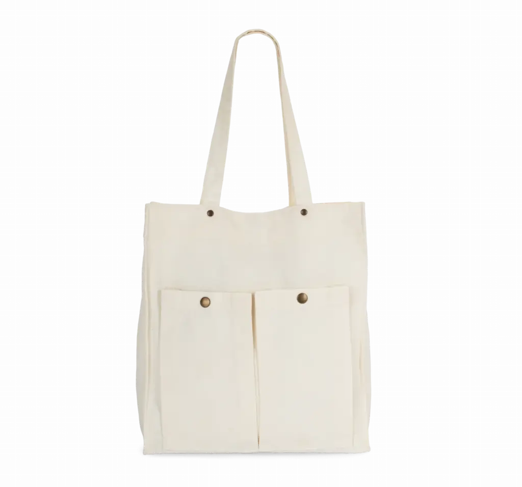 PS_KI3215_WASHEDIVORY - Katoenendraagtassen Tas met dubbel voorvak, washed ivory — productfoto 8