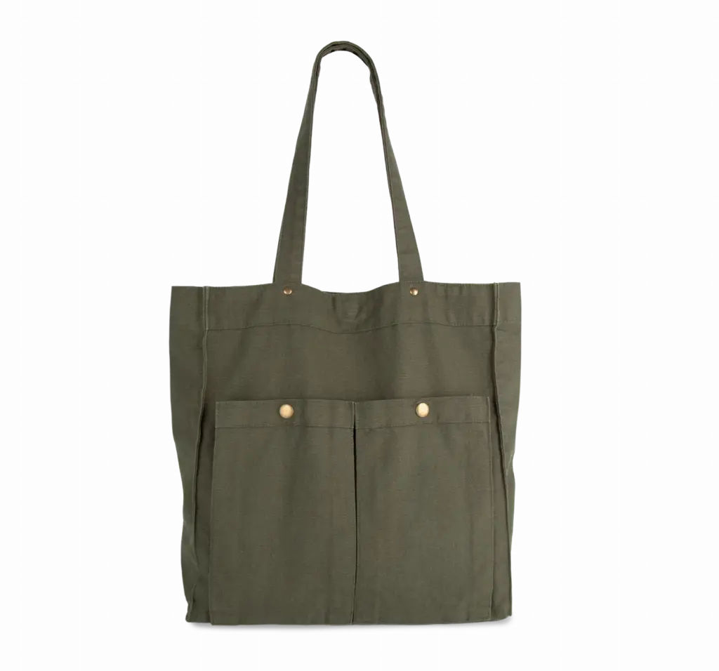 PS_KI3215_WASHEDKOMBUGREEN - Katoenendraagtassen Tas met dubbel voorvak, washed kombu green — productfoto 9