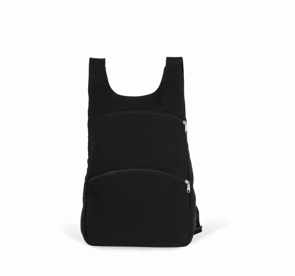 Gerecyclede rugzak met anti-diefstalzak op de achterkant., black night — productfoto 4