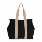 Grote, gerecyclede shopper met plooi, black night / hemp — productfoto 6
